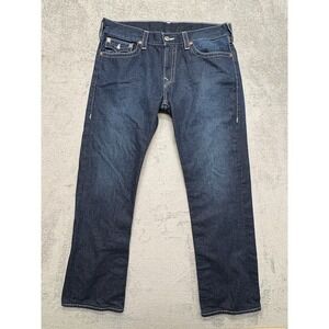 True Religion Boot Cut Jeans Mens Blue Measured 38x31 Denim Pocket‎ Flap